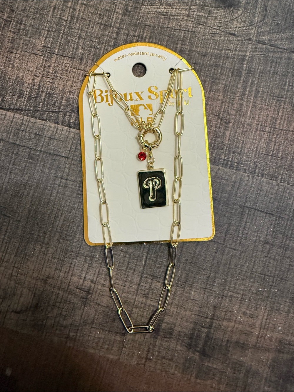 Water resistant link Gold Cross Necklace with P charm